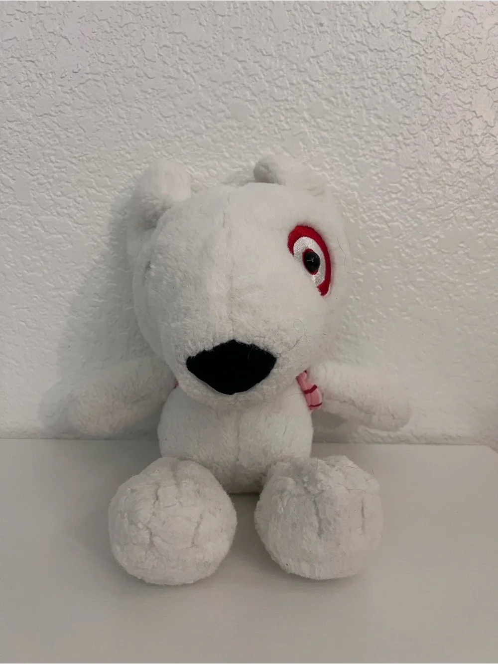 Target Bullseye Dog Plush White Mascot Stuffed Animal Pink Plaid Scarf Toy